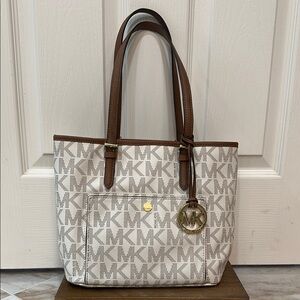Michael Kors Brown and Cream Monogram Tote